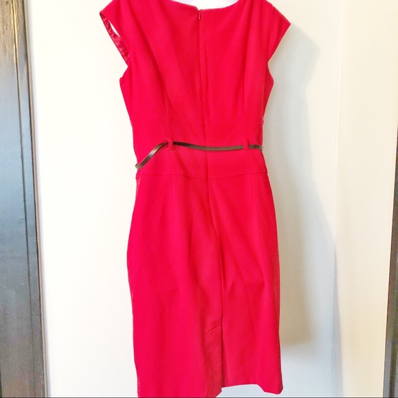 NWOT Calvin Klein Belted Cap Sleeve Red Dress - Picture 2 of 7